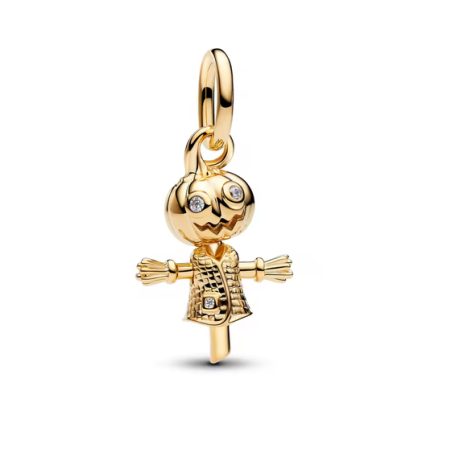 Charm épouvantail tête citrouille doré pour bracelet