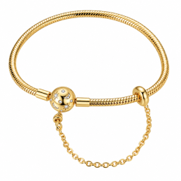 Bracelet pour charm doré boule étoile lune avec chaine chevron