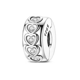 Charm petit coeur strass blanc clips pour bracelet séparateur