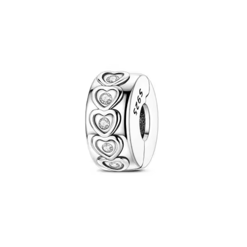 Charm petit coeur strass blanc clips pour bracelet séparateur