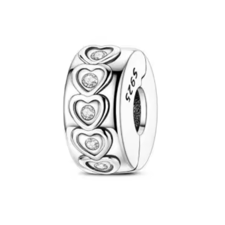 Charm petit coeur strass blanc clips pour bracelet séparateur