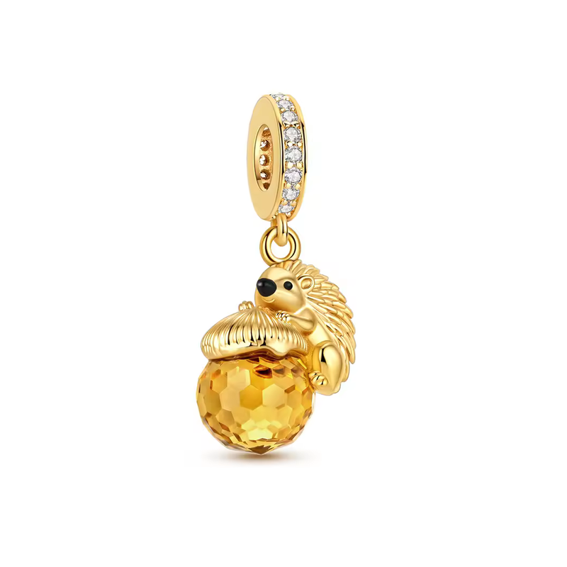 Charm hérisson avec gland doré pour bracelet