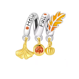 Charm spirale feuille citrouille doré pour bracelet
