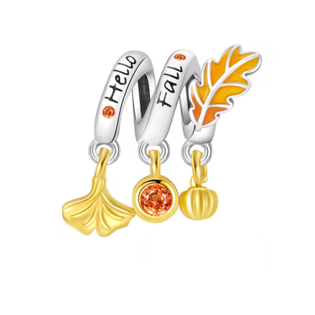 Charm spirale feuille citrouille doré pour bracelet