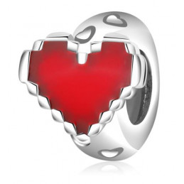 Charm séparateur bloqueur coeur pixel rouge pour bracelet