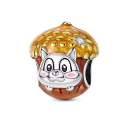 Charm gland marron avec tête d'écureuil pour bracelet