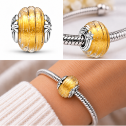 Charm murano jaune étoile filante pour bracelet