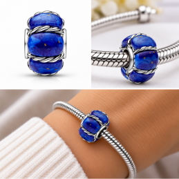 Charm murano bleu corde bleu pour bracelet
