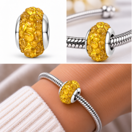 Charm murano jaune relief pour bracelet
