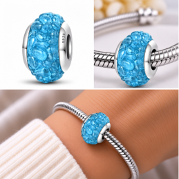 Charm murano bleu relief pour bracelet