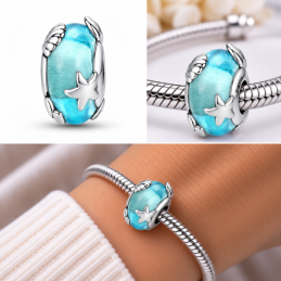 Charm séparateur océan bleu coquillage pour bracelet