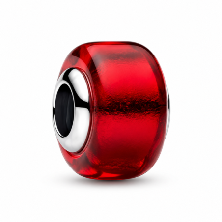 Charm séparateur murano rouge lisse pour bracelet