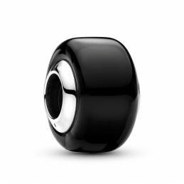 Charm séparateur murano noir lisse pour bracelet