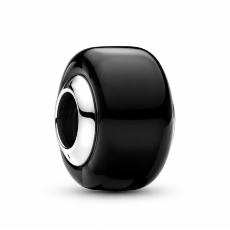 Charm séparateur murano noir lisse pour bracelet