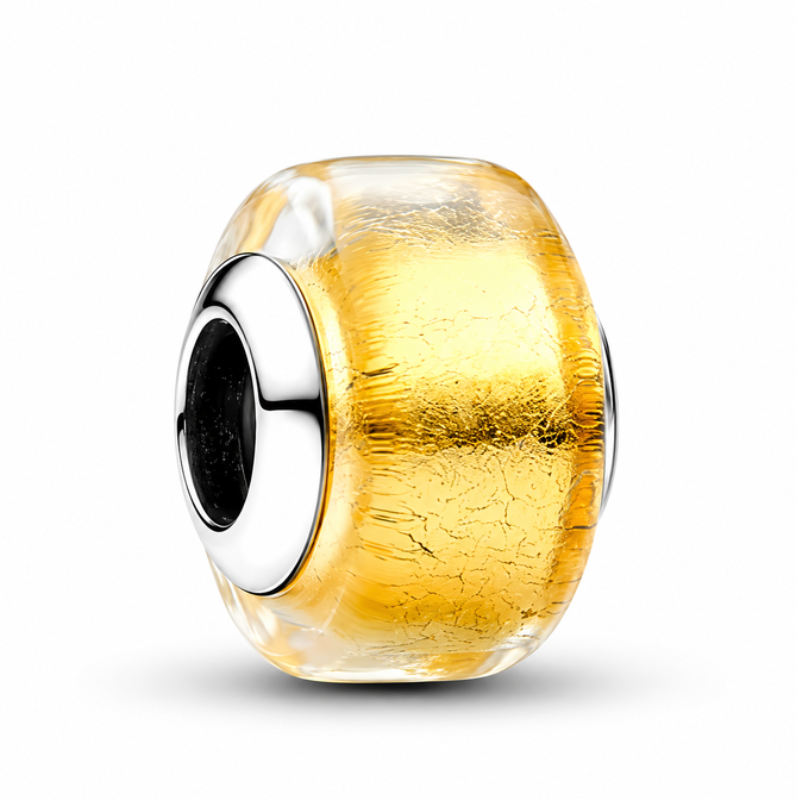 Charm séparateur murano jaune lisse pour bracelet
