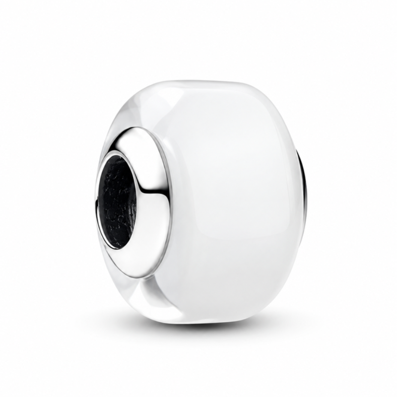 Charm séparateur murano blanc lisse pour bracelet