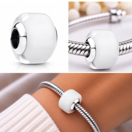 Charm séparateur murano blanc lisse pour bracelet