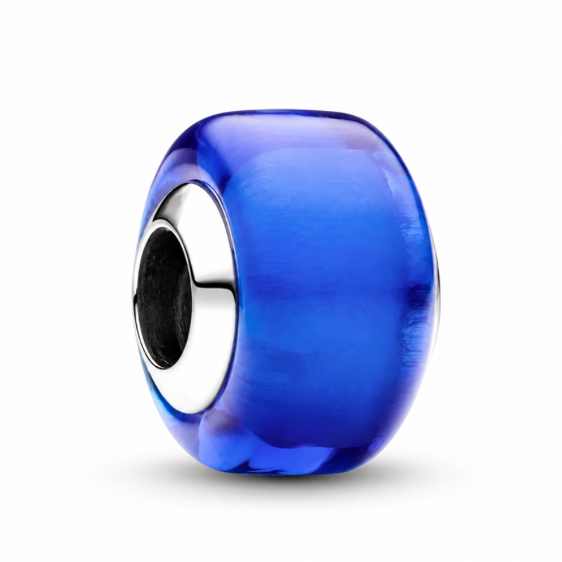 Charm séparateur murano bleu lisse pour bracelet