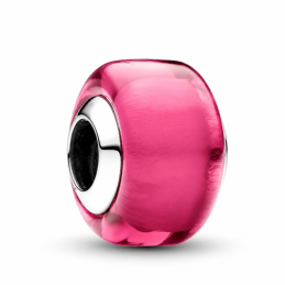 Charm séparateur murano rose lisse pour bracelet