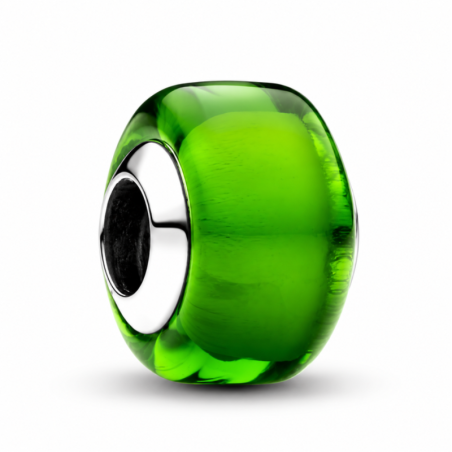 Charm séparateur murano vert pomme lisse pour bracelet