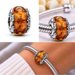 Charm murano ambré timon pumba le roi lion fleur pour bracelet