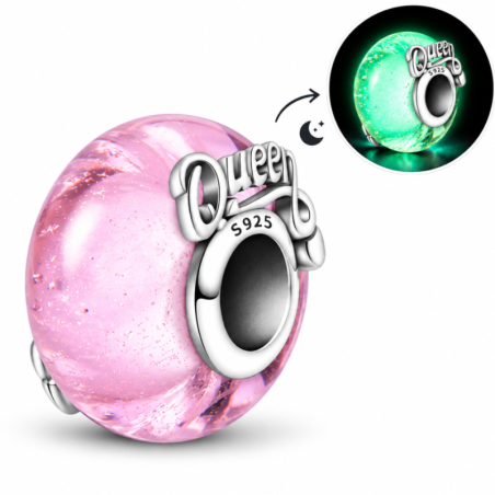 Charm séparateur espaceur phosphorescent murano reine pour bracelet