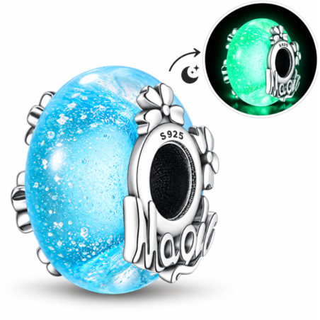 Charm séparateur espaceur phosphorescent murano fleur pour bracelet