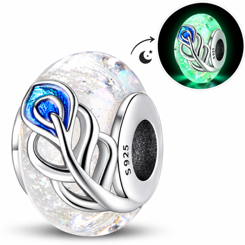Charm séparateur espaceur phosphorescent murano fleur bleue pour bracelet