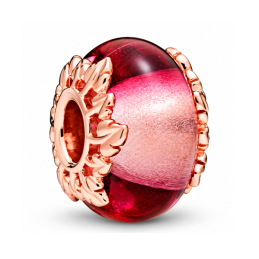 Charm murano séparateur couronne de feuille rose pour bracelet