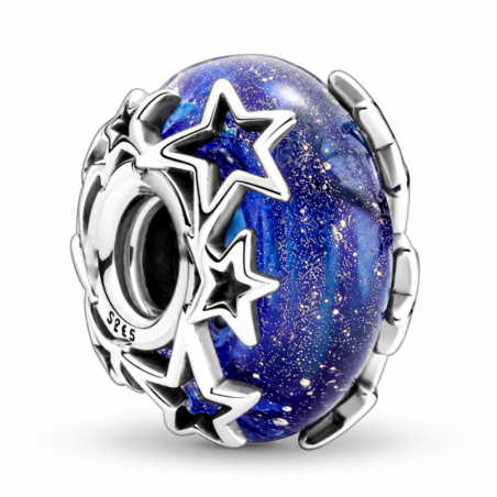 Charm murano bleu ciel étoilé pour bracelet