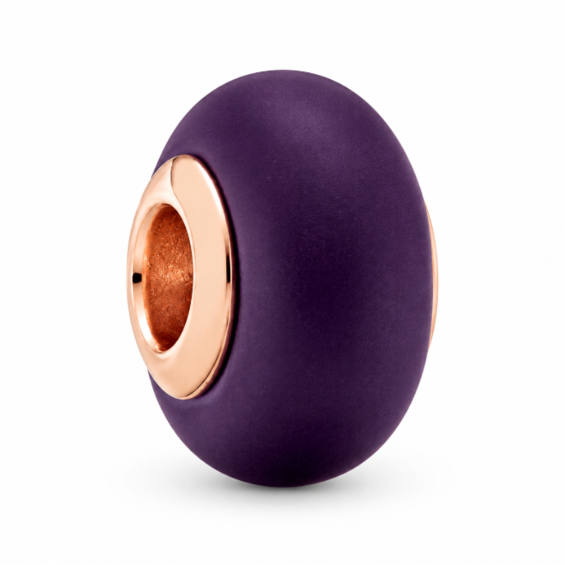 Charm séparateur murano violet mat rose pour bracelet