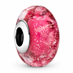 Charm murano rose bosselé pour bracelet