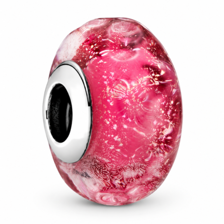 Charm murano rose bosselé pour bracelet