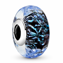 Charm séparateur bleu noir murano bosselé pour bracelet