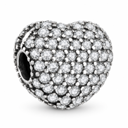 Charm coeur amour strass blanc clips pour bracelet séparateur