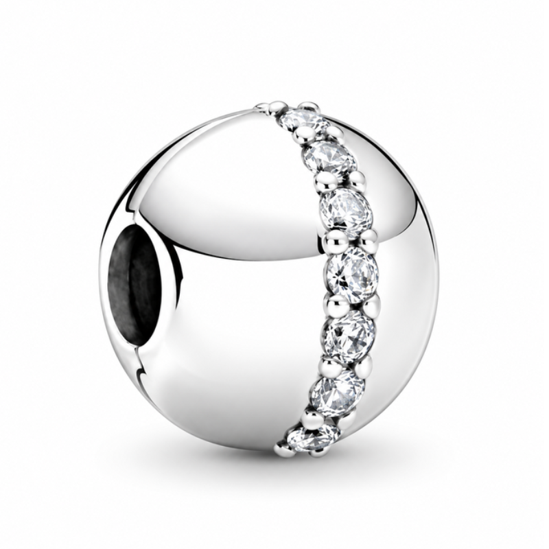 Charm boule couronne de strass clips pour bracelet séparateur