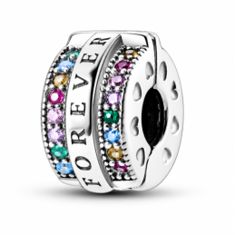Charm séparateur clip forever strass multicolore pour bracelet