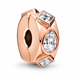 Charm séparateur clip pour bracelet rose pierre diamant goutte losange