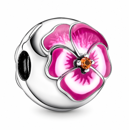 Charm grande fleur rose blanc clips pour bracelet séparateur