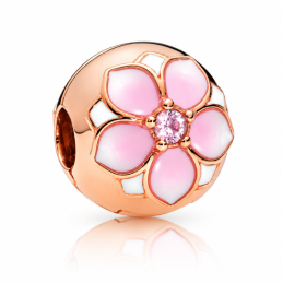 Charm boule fleur rose blanche clips pour bracelet séparateur