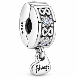 Charm cylindre infini coeur toujours strass clips pour bracelet séparateur