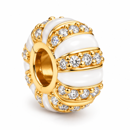Charm séparateur clip blanc doré strass blanc pour bracelet