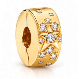 Charm séparateur clip étoile strass doré pour bracelet
