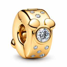 Charm séparateur clip oreille mickey strass blanc doré pour bracelet