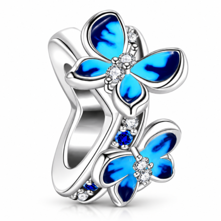 Charm séparateur espaceur pour bracelet deux papillons bleus