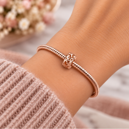 Charm séparateur espaceur pour bracelet rose fleur baroque