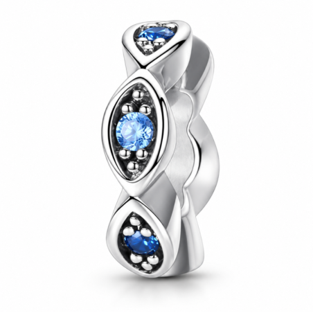 Charm séparateur espaceur pour bracelet couronne pierre bleu