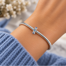 Charm séparateur espaceur pour bracelet couronne pierre bleu