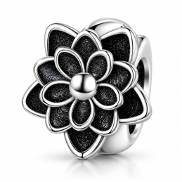 Charm séparateur espaceur pour bracelet grande fleur noire