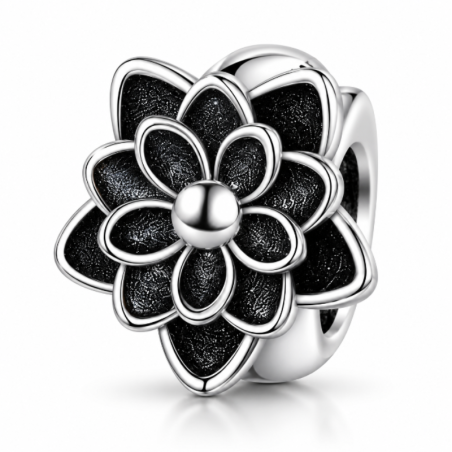 Charm séparateur espaceur pour bracelet grande fleur noire